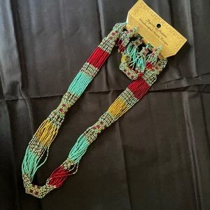 NWT Aztec hand made beaded trio jewelry set